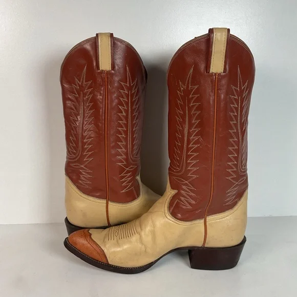 Vintage Tony Lama Urban Cowboy Boots | Teju Lizard Wingtip | Gold Label | 10 D - Picture 10 of 16